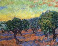 vivir Grove Orange Sky Vincent van Gogh